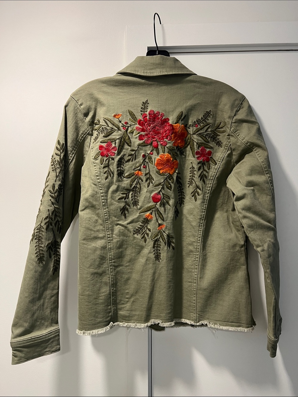 Olive Green Embroidered Utility Jacket